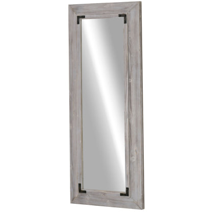 59" x 23.5" Farmhouse Full Length Mirror, Wall Hang and Leaner Floor Mirror, Vertical and Horizontal, Distressed Wood Framed, for Living Room, Grey Wall Mirrors at Gallery Canada