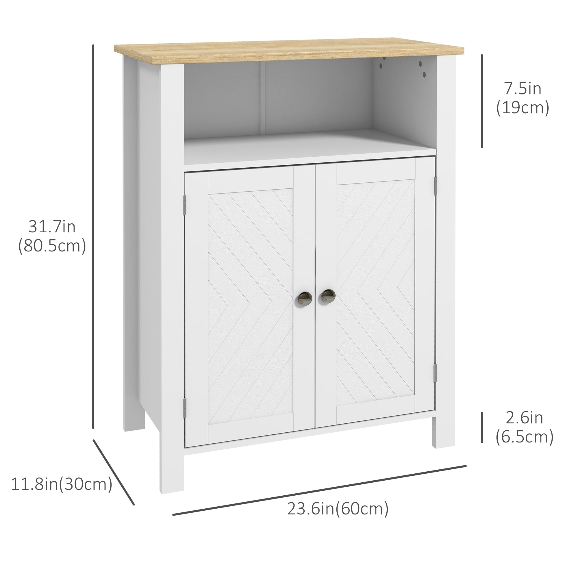 Bathroom Floor Storage Cabinet, Freestanding Bathroom Cabinet with Double Doors and Adjustable Shelf, White Bathroom Cabinets   at Gallery Canada