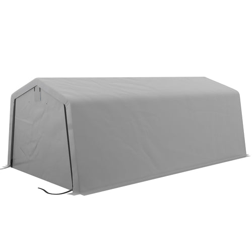 11' x 20' Portable Garage, Heavy Duty Carport Canopy with Ventilation Windows and Large Roll-up Door, Grey