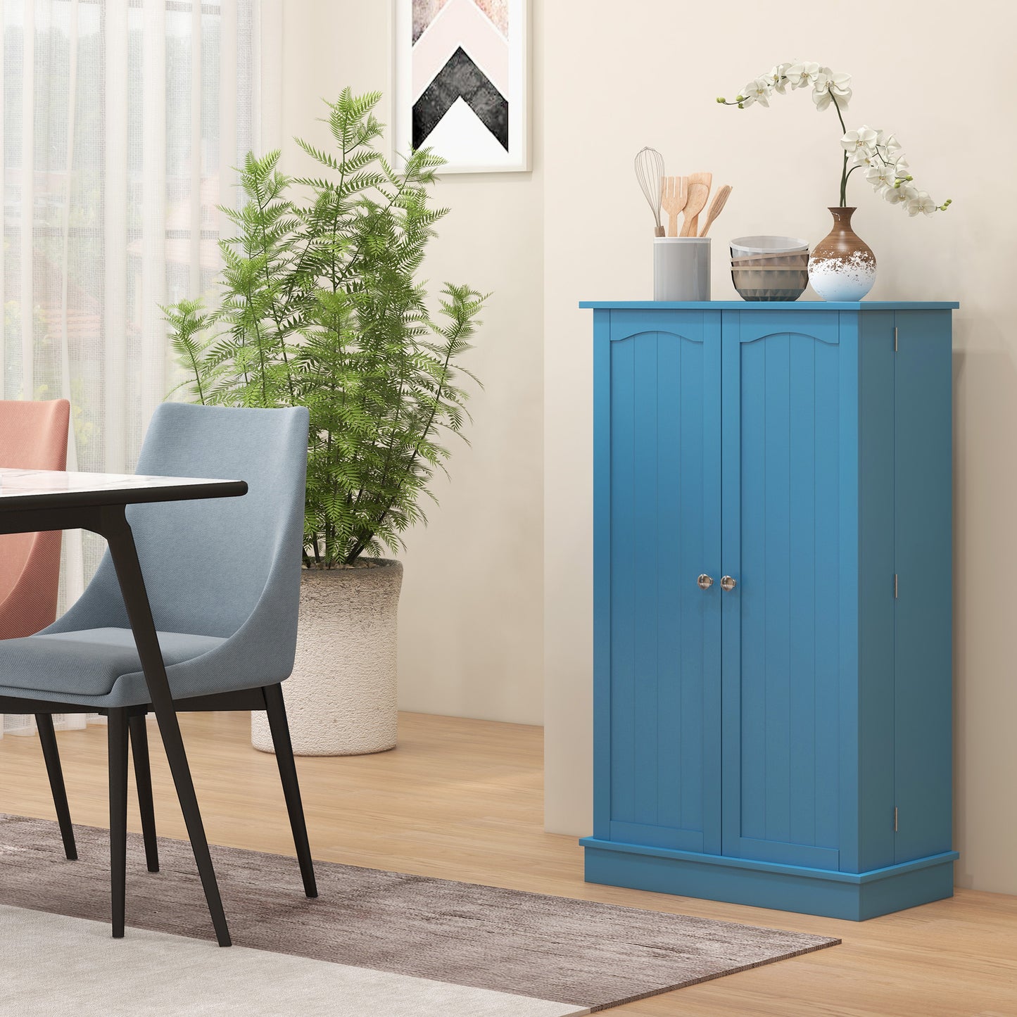 41" Storage Cabinet, 2-Door Kitchen Pantry Cabinet with 5-tier Shelving, 12 Spice Racks and Adjustable Shelves, Blue Kitchen Pantry Cabinets Blue  at Gallery Canada