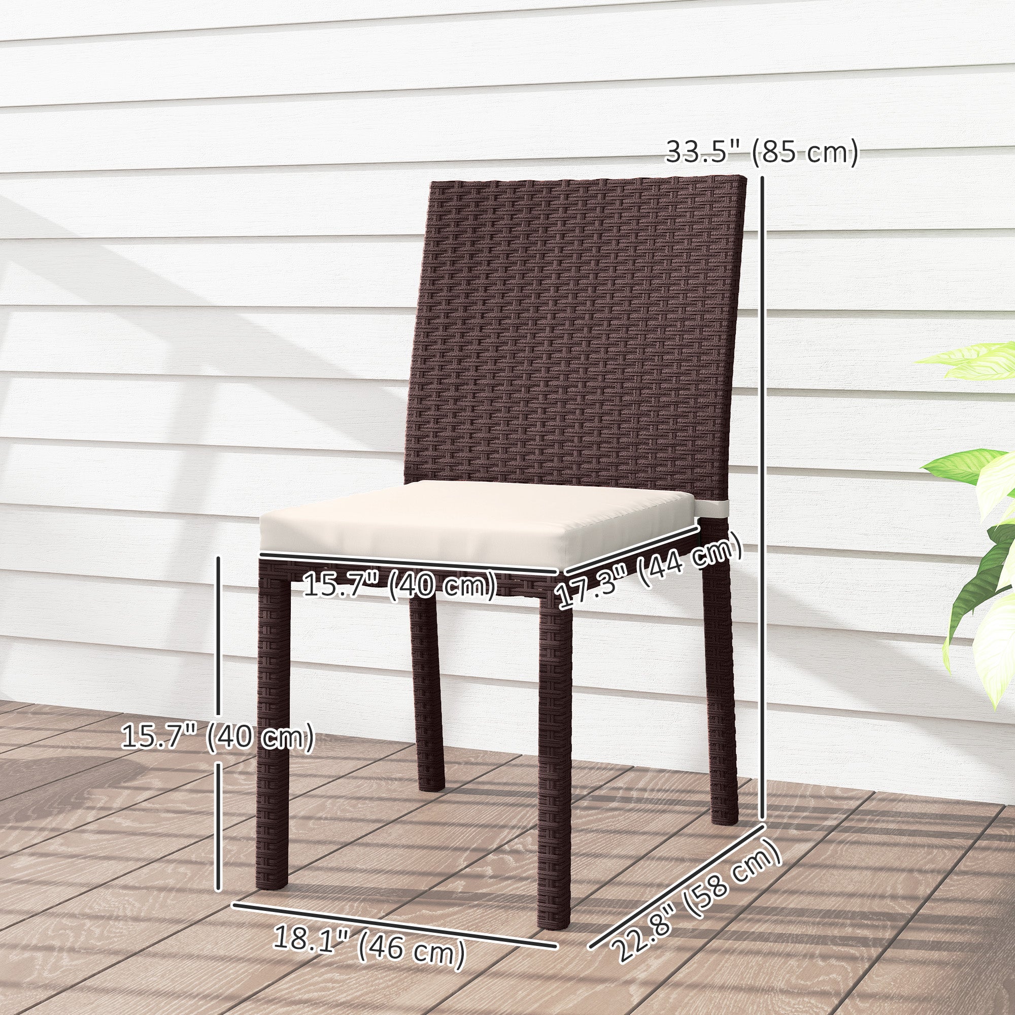 Patio Dining Chairs Set of 4, All Weather Wicker Armless Outdoor Chairs with Steel Frame for Garden, Backyard, Beige Patio Chairs at Gallery Canada