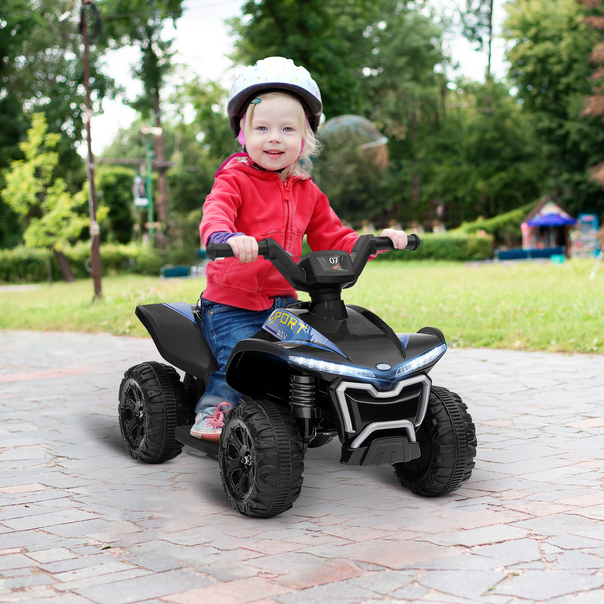 Kids ATV, 6V Battery Powered Electric Vehicle with Headlights, Forward/Reverse Switch, 4 Wheeler Ride On Toy for 18-36 Months, Black Electric Ride On Toys Black  at Gallery Canada