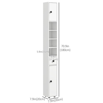 Tall 71" Bathroom Storage Cabinet with Adjustable Shelves and 2 Doors, White Bathroom Cabinets   at Gallery Canada