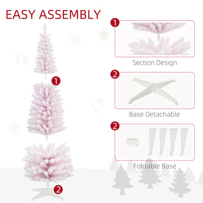 7ft Flocked Christmas Tree, Pencil Artificial Christmas Tree with Realistic Branches, Pink Flocked Christmas Trees   at Gallery Canada