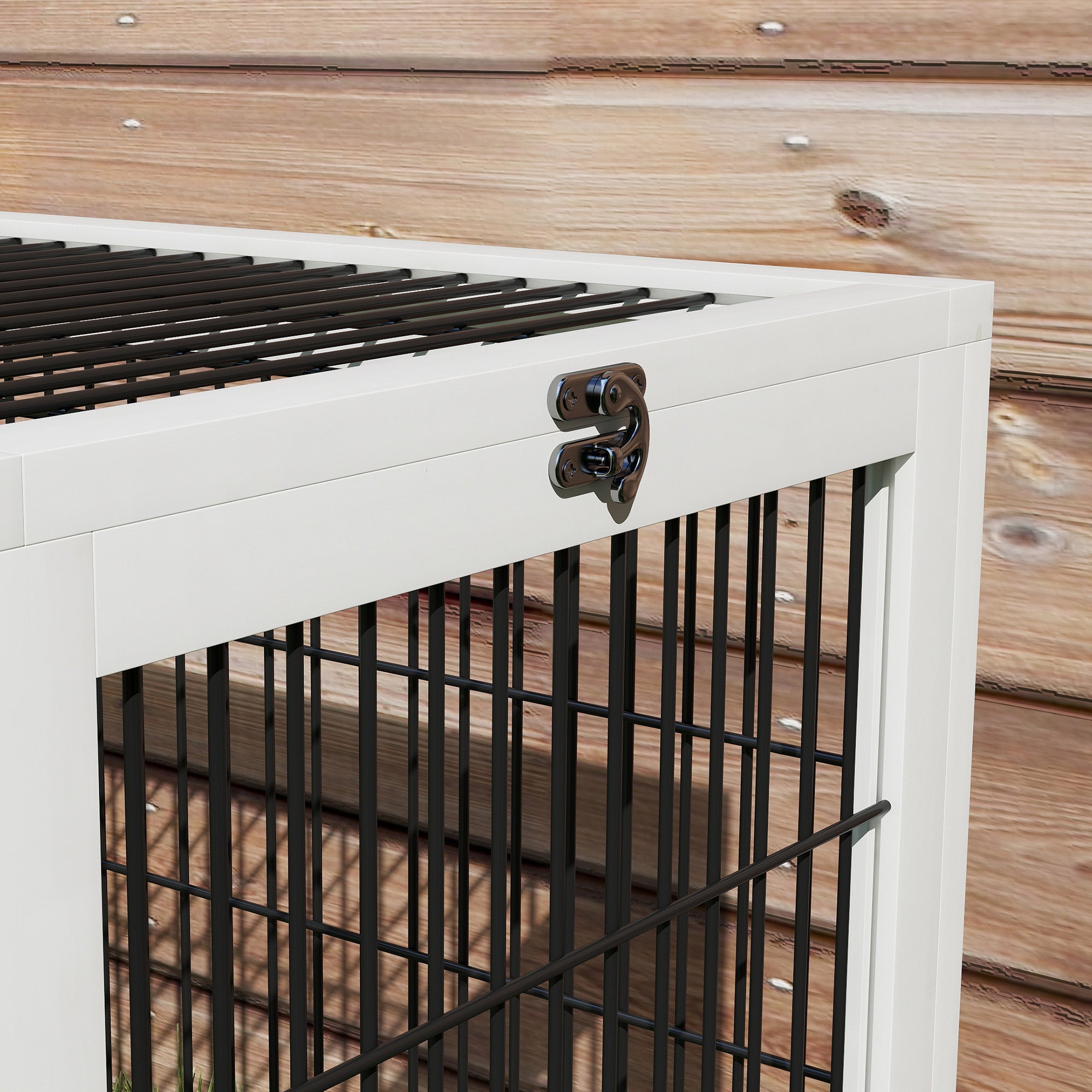 Wood Rabbit Hutch w/ Ramp, Openable Roof, Pull-out Tray, Dark Grey Rabbit Hutch at Gallery Canada