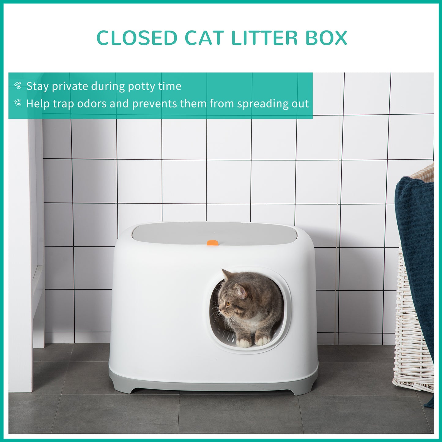 Cat Litter Box with Anti-Sand Tunnel, Scoop, Open Top, Odor Control &; Easy to Clean, White Cat Litter Box Enclosures at Gallery Canada