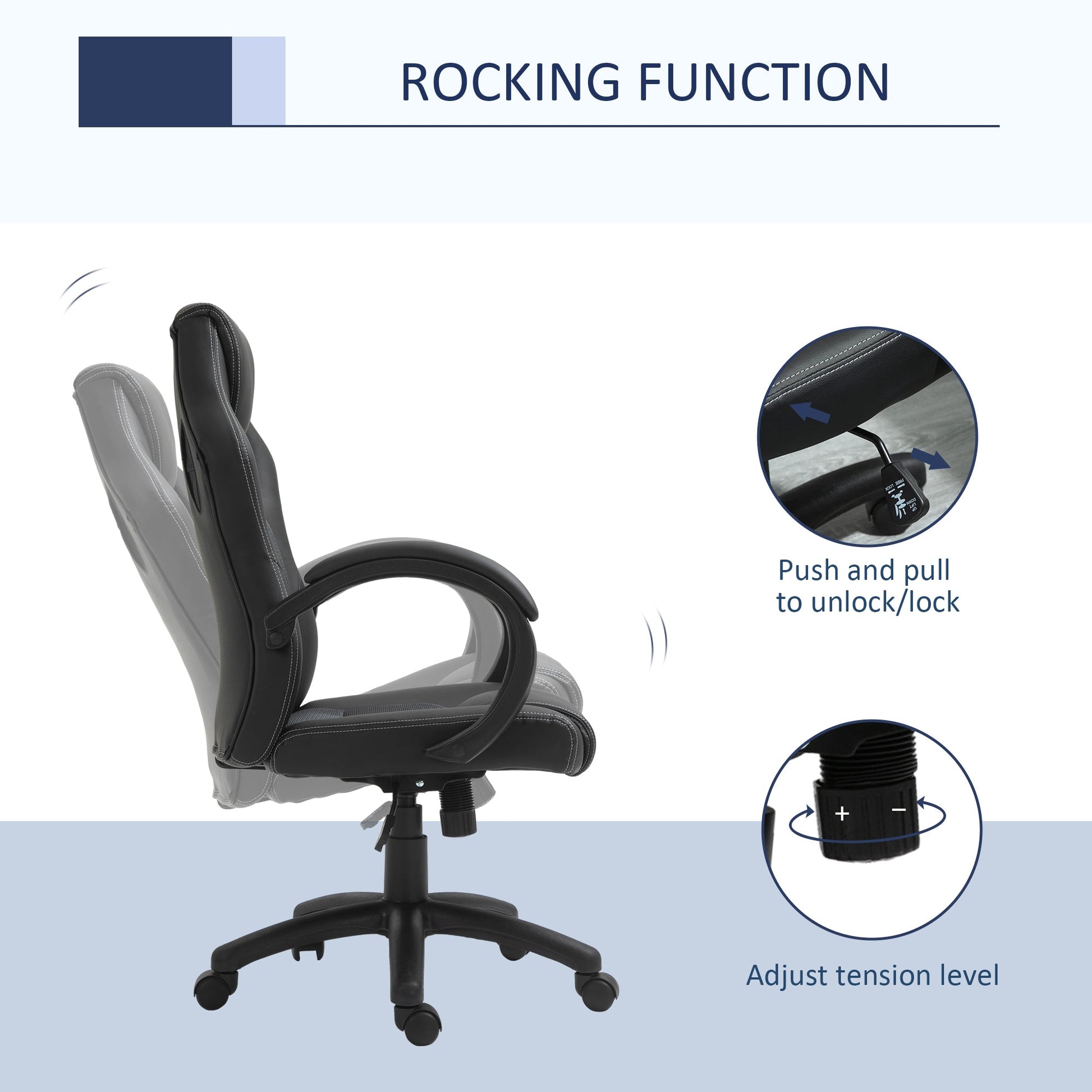 Racing Gaming Chair High Back Office Chair Computer Desk Gamer Chair with Swivel Wheels, Padded Headrest, Tilt Function, Grey Video Game Chairs   at Gallery Canada