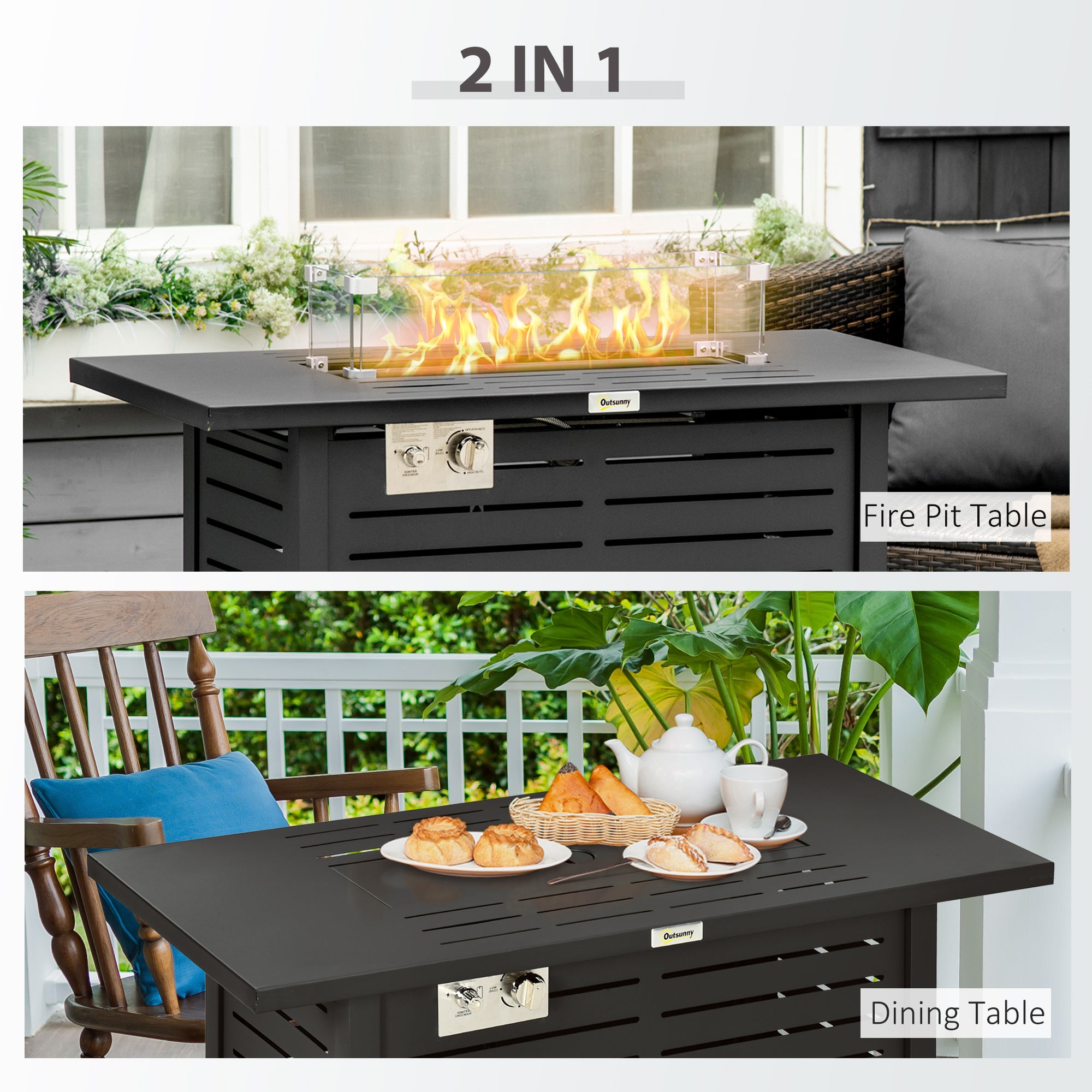 Propane Gas Fire Pit Table, Outdoor Firepit with 43