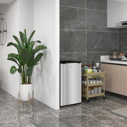 Compact Refrigerator, Mini Fridge with Freezer, Adjustable Shelf, Mechanical Thermostat and Reversible Door, Silver
