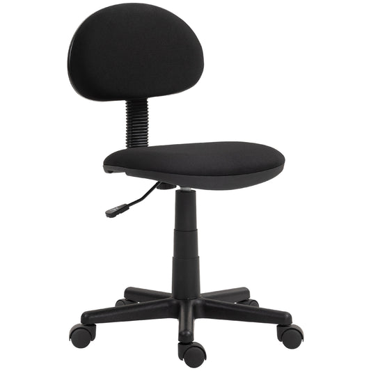 Small Desk Chair, Armless Office Chair with Adjustable Height, 360° Swivel Wheels, Low Back for Small Spaces, Black Task Chairs   at Gallery Canada