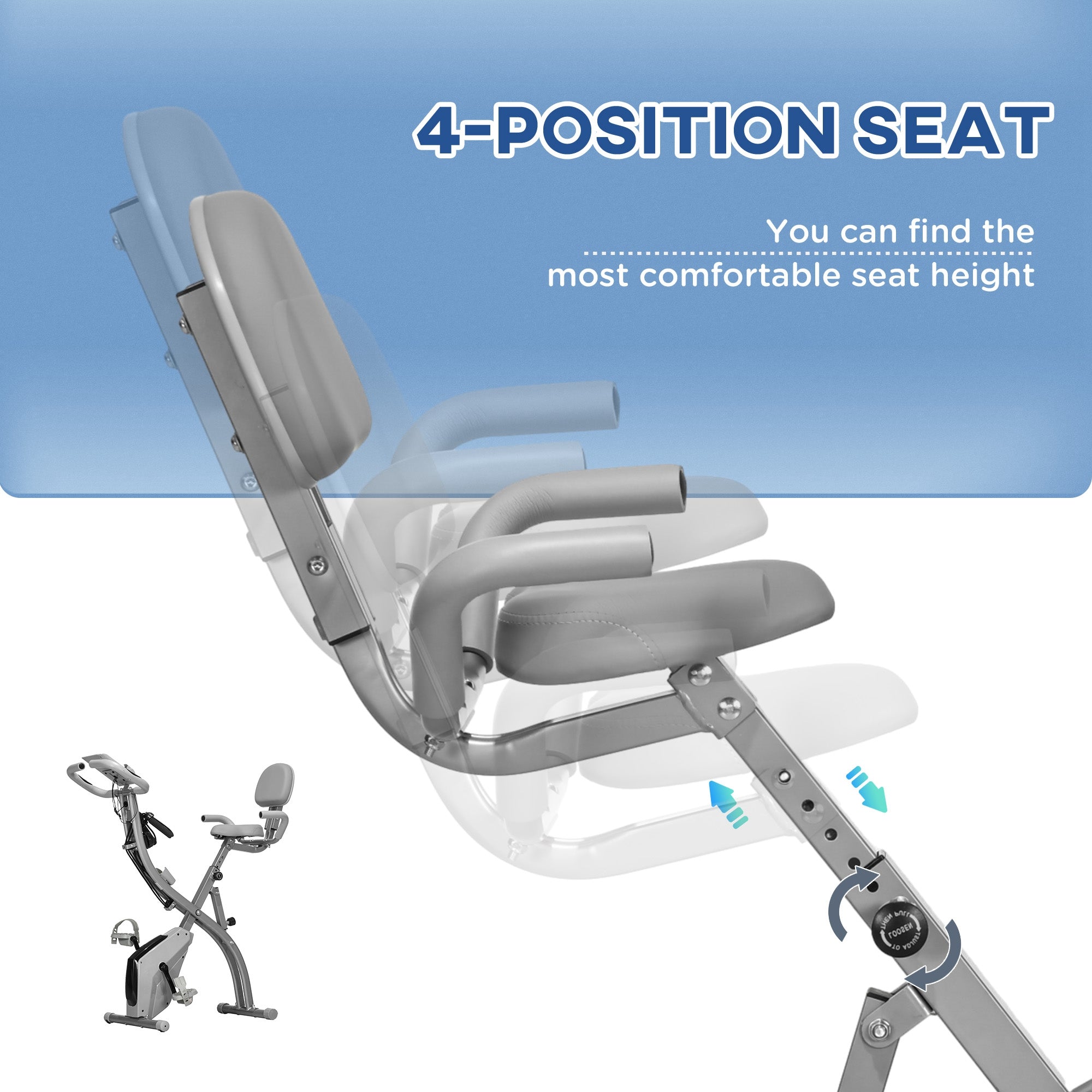 3 in 1 Folding Exercise Bike, Foldable Stationary Bike with 8-Level Magnetic Resistance, Adjustable Seat, Grey Exercise & Stationary Bikes at Gallery Canada