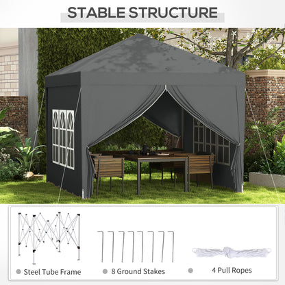 10'x10' Outdoor Pop Up Party Tent Wedding Gazebo Canopy with Carrying Bag (Dark Grey) Pop Up Canopies at Gallery Canada