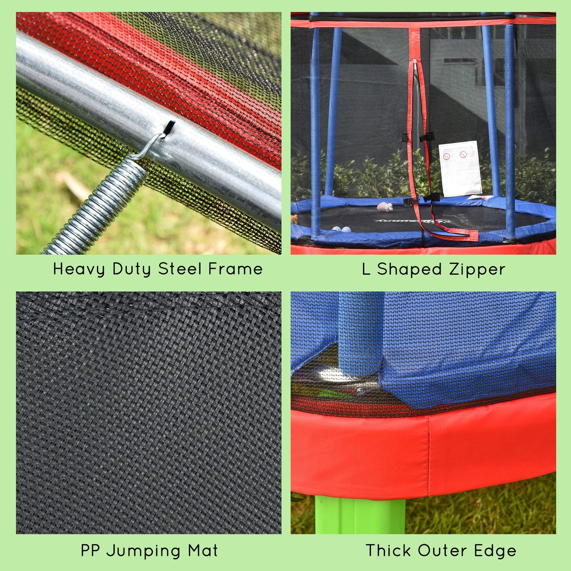 84.75" Kids Trampoline 7 FT Indoor Outdoor Trampolines with Safety Net Enclosure Built-in Zipper Padded Covering, for Boys and Girls, Red Trampolines   at Gallery Canada