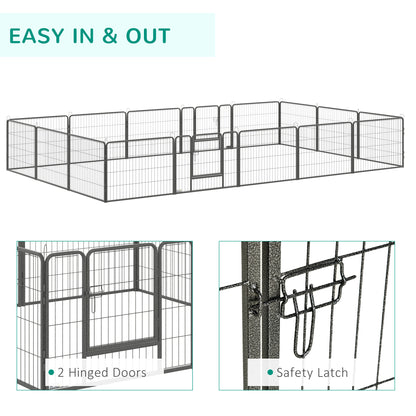 Heavy Duty Dog Playpen, 16 Panels Pet Playpen Dog Fence, Portable Puppy Exercise Pen, with 2 Doors Locking Latch, Outdoor or Indoor Use 23.5" Height Houses, Kennels & Pens at Gallery Canada