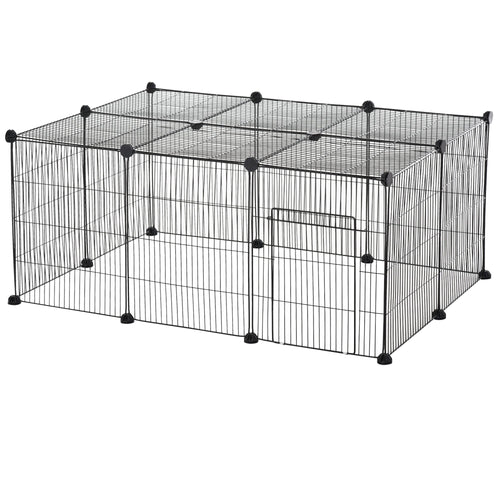 Small Animal Cage for Bunny, Guinea Pig, Chinchilla, Hedgehog, Portable Pet Enclosure with Door, 16 Panels