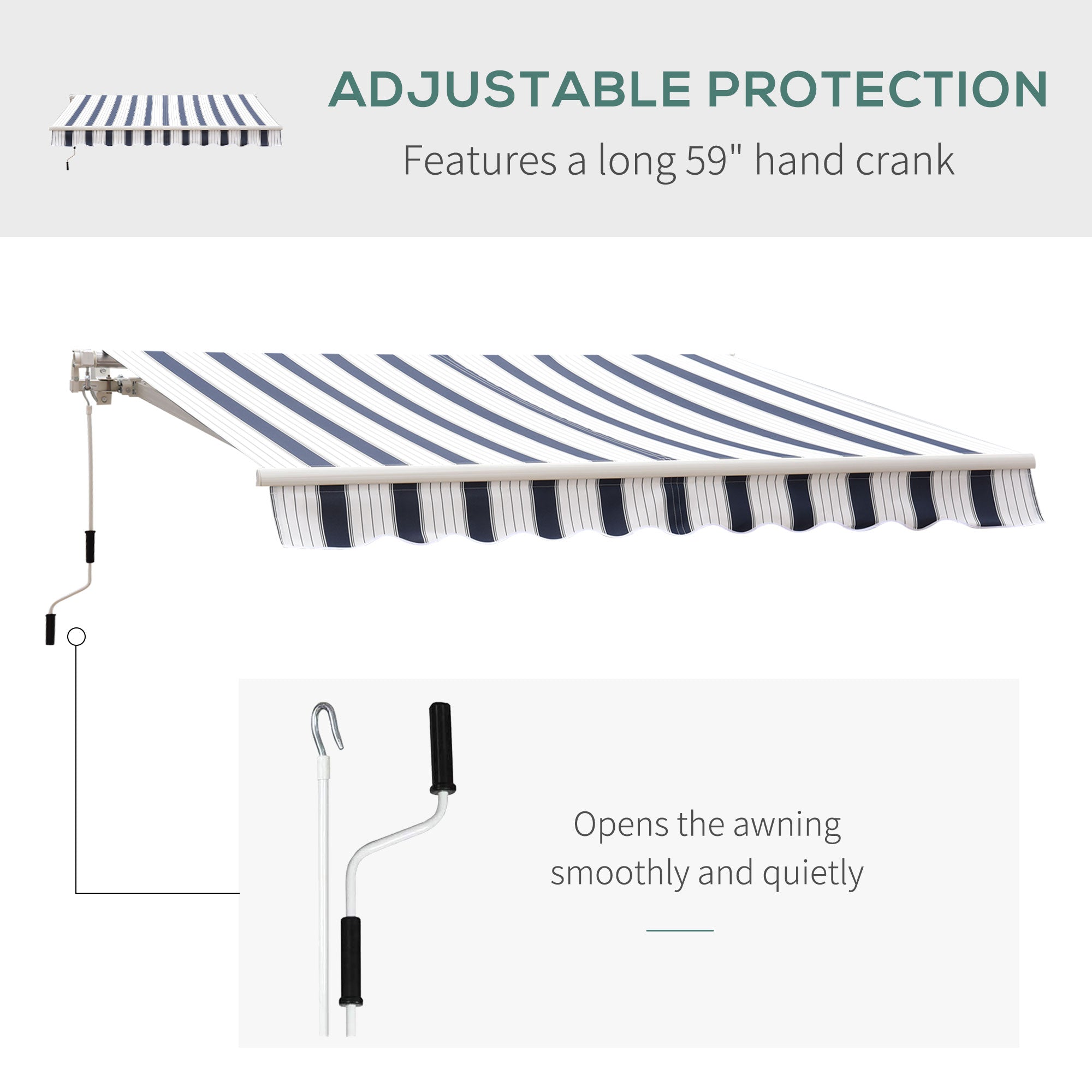 8' x 7' Retractable Patio Awning, UV & Water-Resistant, Aluminum Frame, Blue Deck Awnings   at Gallery Canada