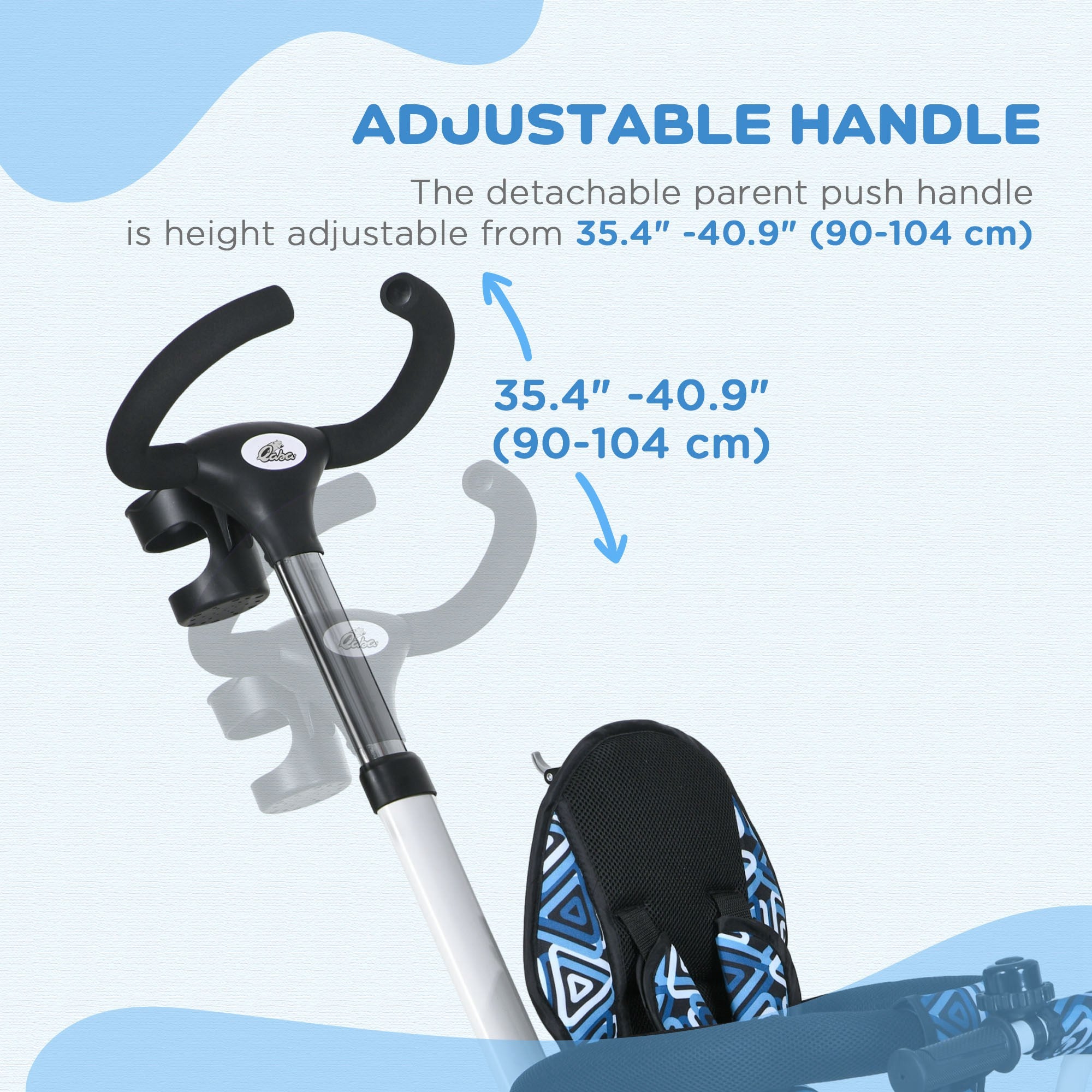 6 in 1 Toddler Tricycle with Parent Push Handle, Canopy, Storage Baskets, Cupholder, Light Blue Tricycles for Kids at Gallery Canada