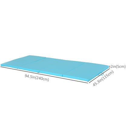 4ft x 8ft x 2inch Tri-Fold Gymnastics Tumbling Mat Exercise Mat with Carrying Handles for MMA, Martial Arts, Stretching, Core Workouts, Light Blue Gymnastics Mats   at Gallery Canada