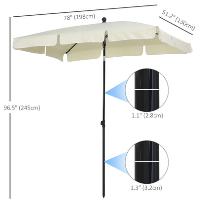 6.5x4ft Rectangle Patio Umbrella Aluminum Tilt Adjustable Garden Parasol Sun Shade Outdoor Canopy Cream White Sun Umbrellas at Gallery Canada