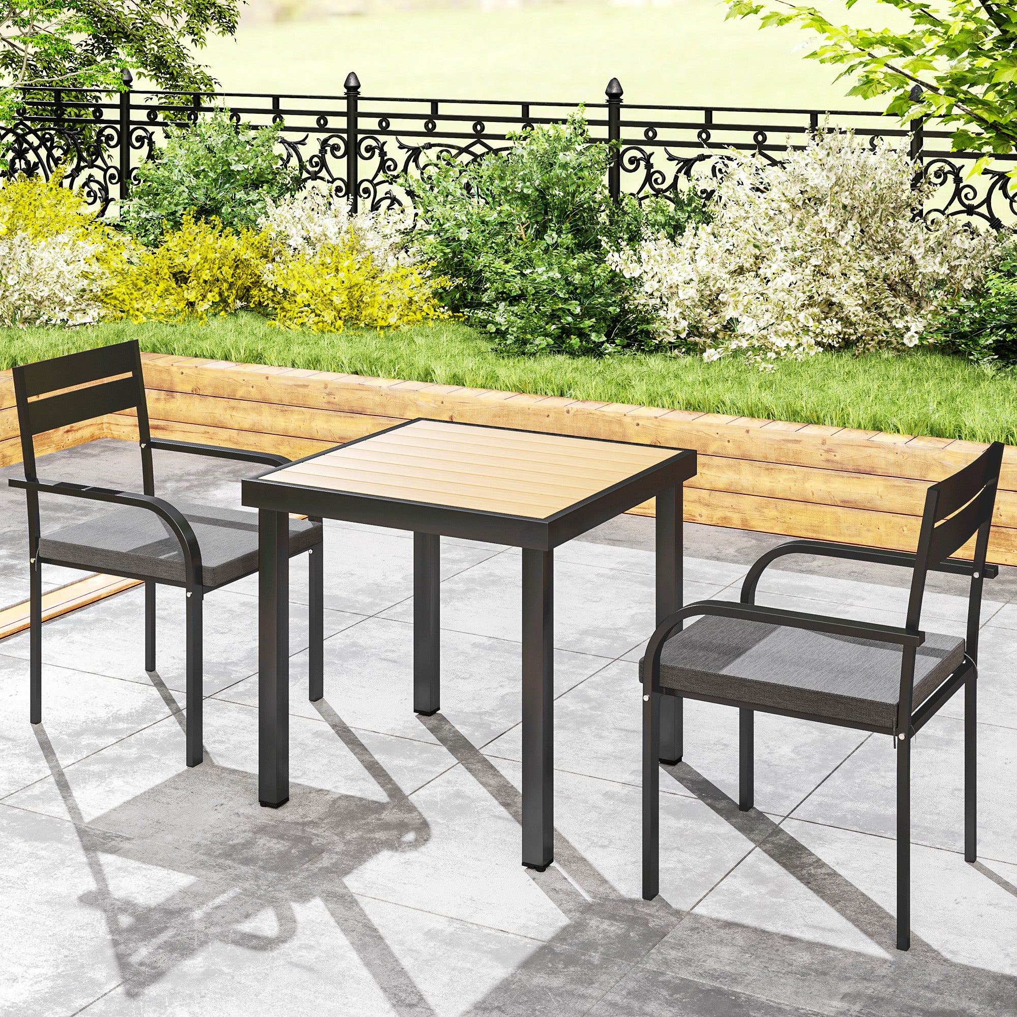 2 Piece Outdoor Dining Chairs with Aluminum Frame, Soft Cushion, for Deck, Garden, Balcony, Poolside, Grey Bistro Sets at Gallery Canada