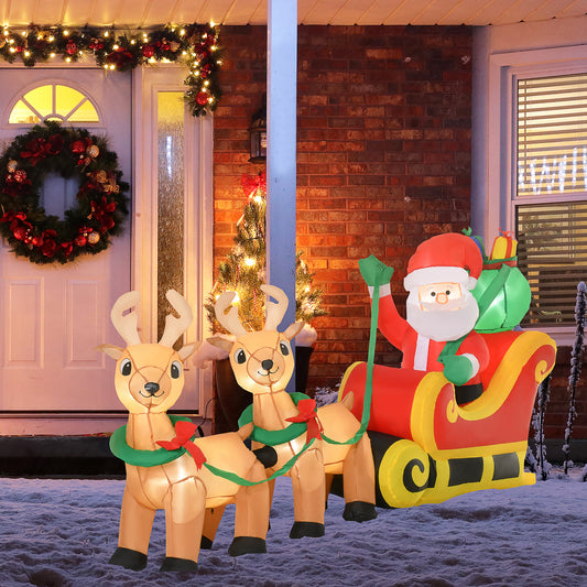 8ft Christmas Inflatables Santa Claus with Sleigh and Reindeer, Outdoor Decoration with LED Lights Display Christmas Inflatables   at Gallery Canada