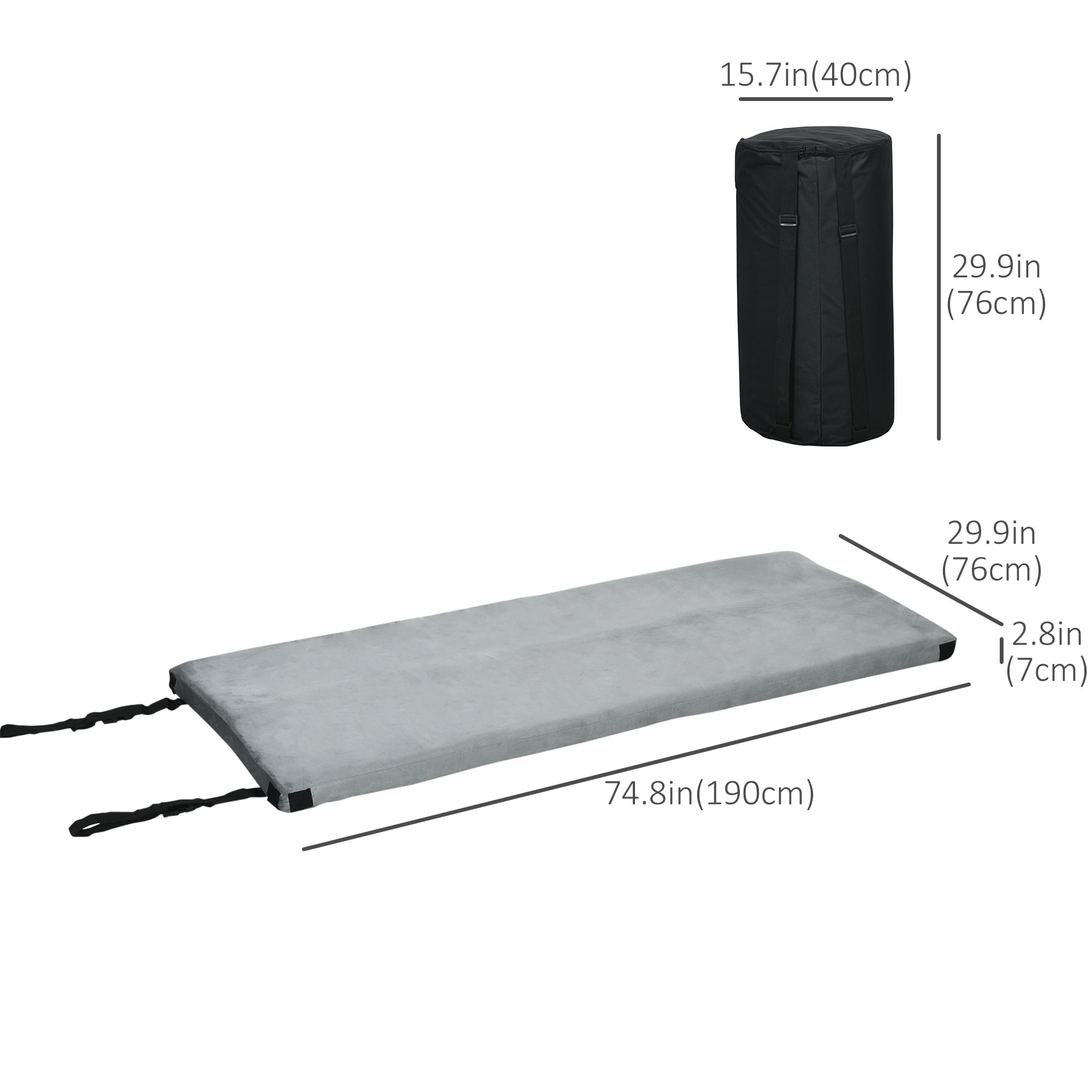Camping Mat, Sleeping Mat, Memory Foam Sleeping Pad, 2.8'' Thick Portable Roll Up Camping Mattress Sleeping Pad &; Floor Mattress, Cot Mat Pad with Travel Bag, Grey Camping Cots at Gallery Canada