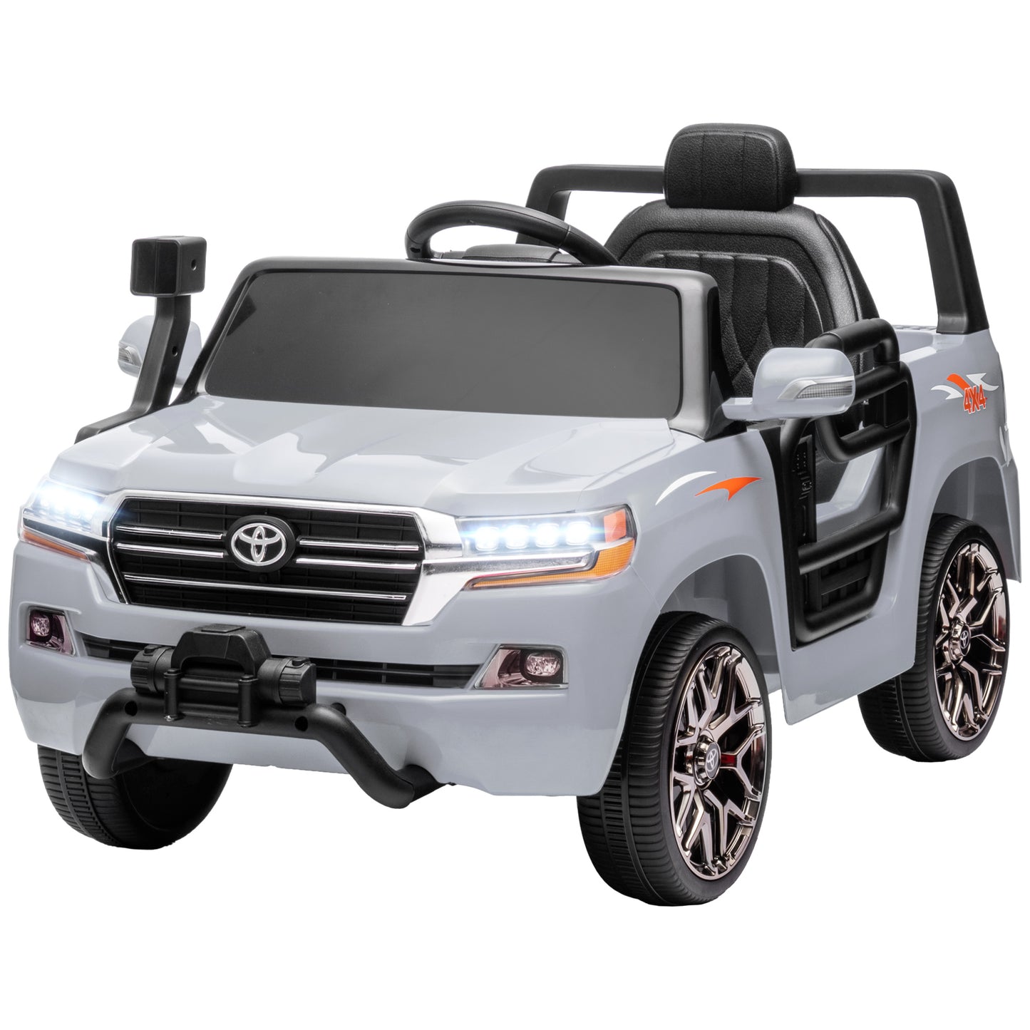 12V Toyota LAND CRUISER Licensed Kids Car w/ Remote Control, Four Wheel Spring Suspension, Soft Start, LED Light, Grey Electric Toy Cars   at Gallery Canada