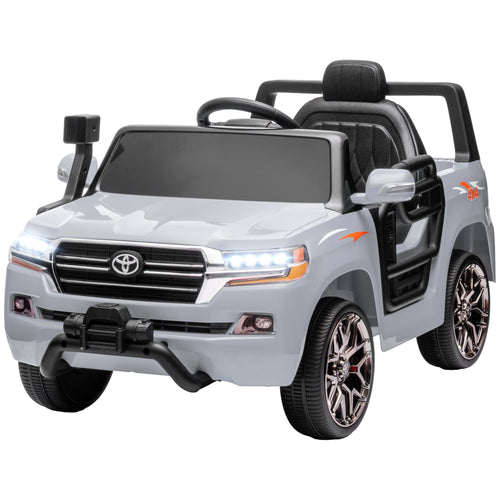 12V Toyota LAND CRUISER Licensed Kids Car w/ Remote Control, Four Wheel Spring Suspension, Soft Start, LED Light, Grey