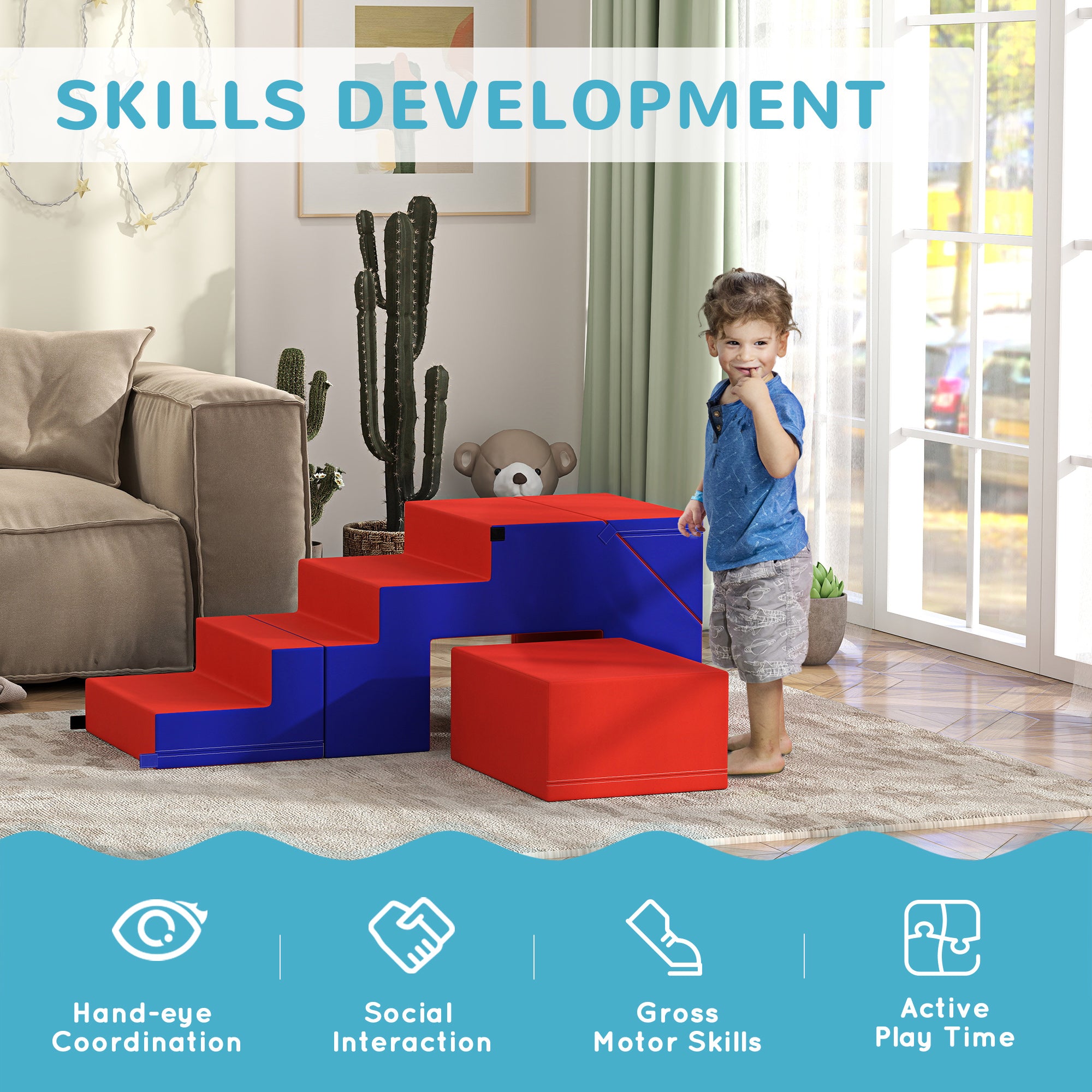2-Piece Soft Play Kids Foam Play Se for Crawl and Climb, Dark Blue Baby Gym & Playmats at Gallery Canada
