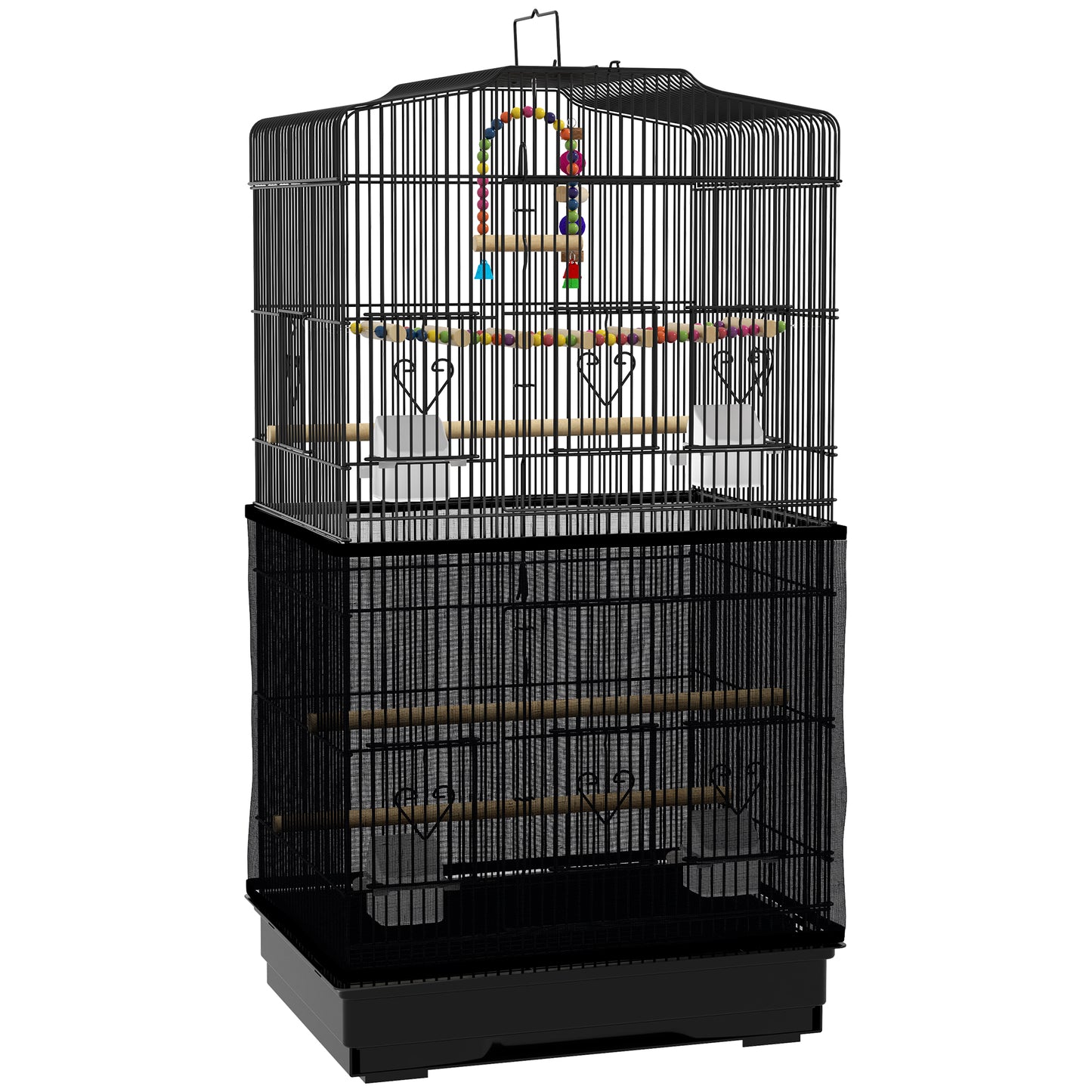 36" Bird Cage with Accessories, Handle, Mesh Cover, Tray, Black Bird Cages   at Gallery Canada