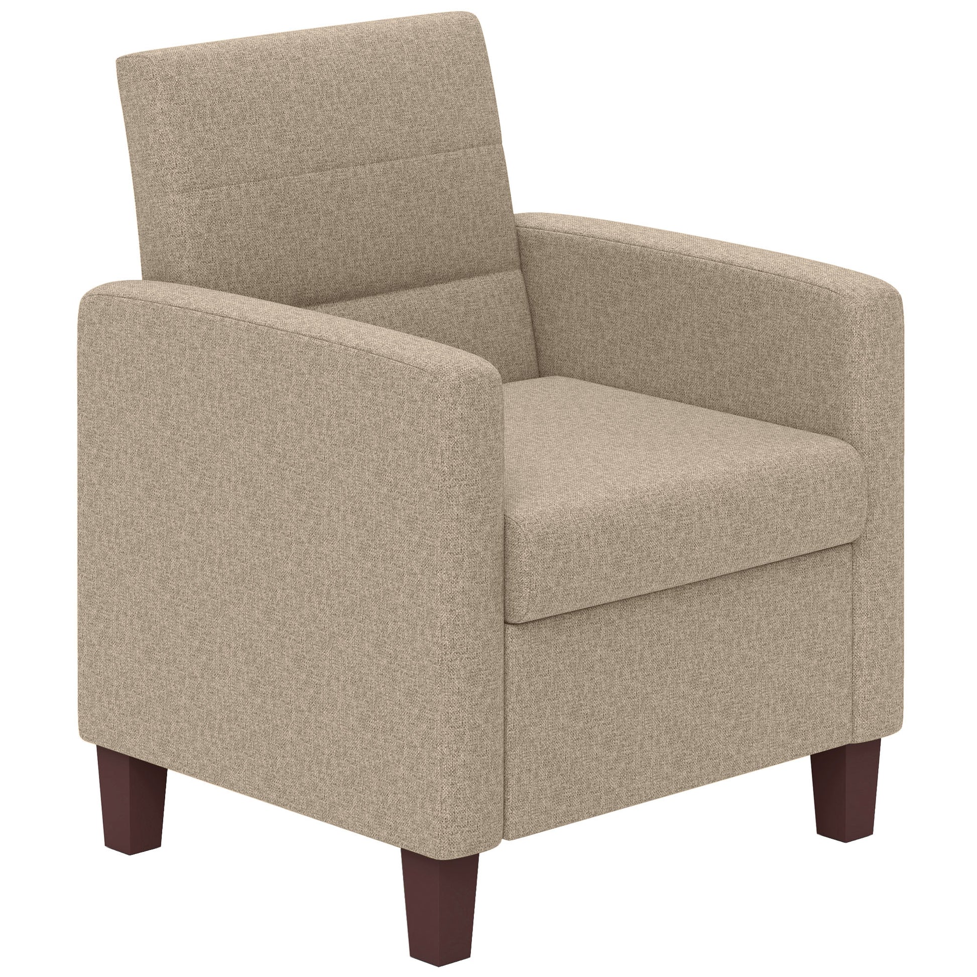 Fabric Accent Chair, Modern Armchair with Seat Cushion and Non-Slip Pads for Living Room, Bedroom, Light Brown Accent Chairs at Gallery Canada