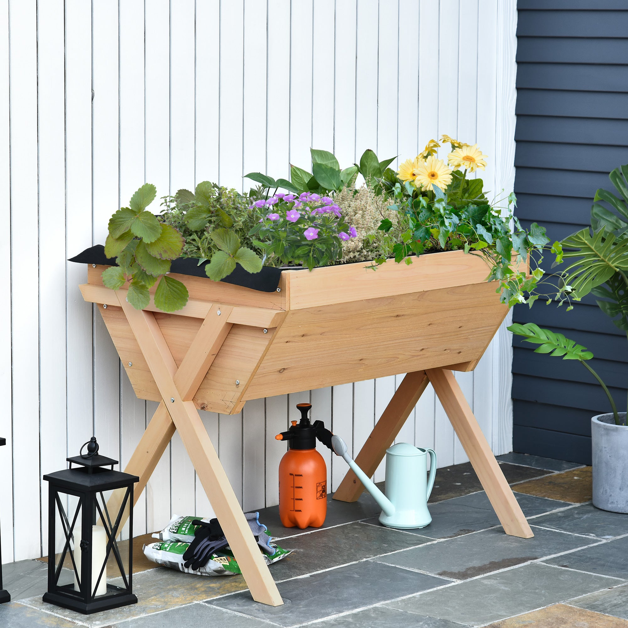 39'' x 28'' Raised Garden Bed with Legs, Elevated Wooden Planter Box with Bed Liner for Vegetables, Flowers Herbs, Backyard Patio Balcony Use Elevated Garden Beds at Gallery Canada
