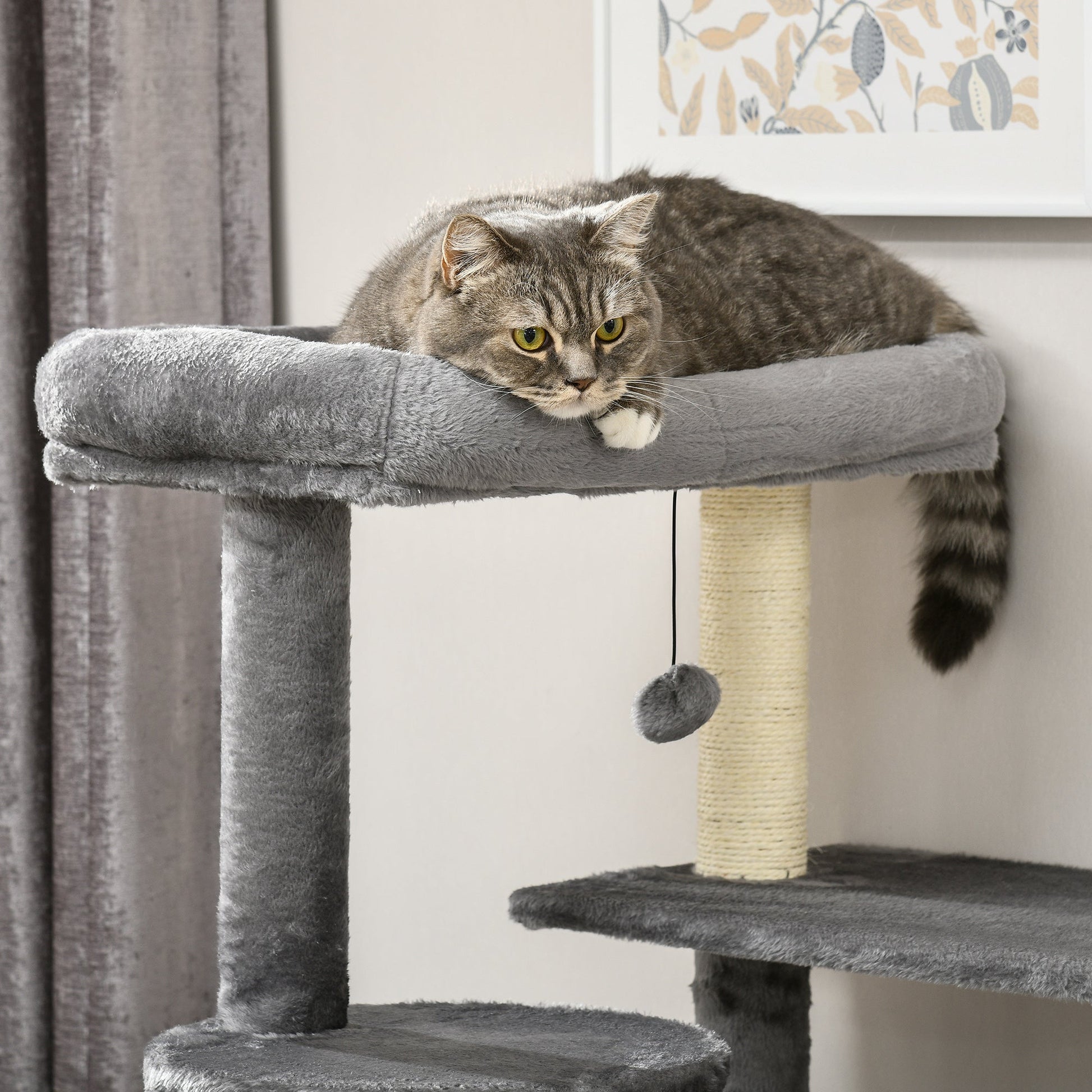 Cat Tree for Large Cats Adult, 58" Tall Cat Tree with Scratching Posts, Large Cat Tower for Indoor Cats with Bed, House, Toys, Grey Cat Towers   at Gallery Canada