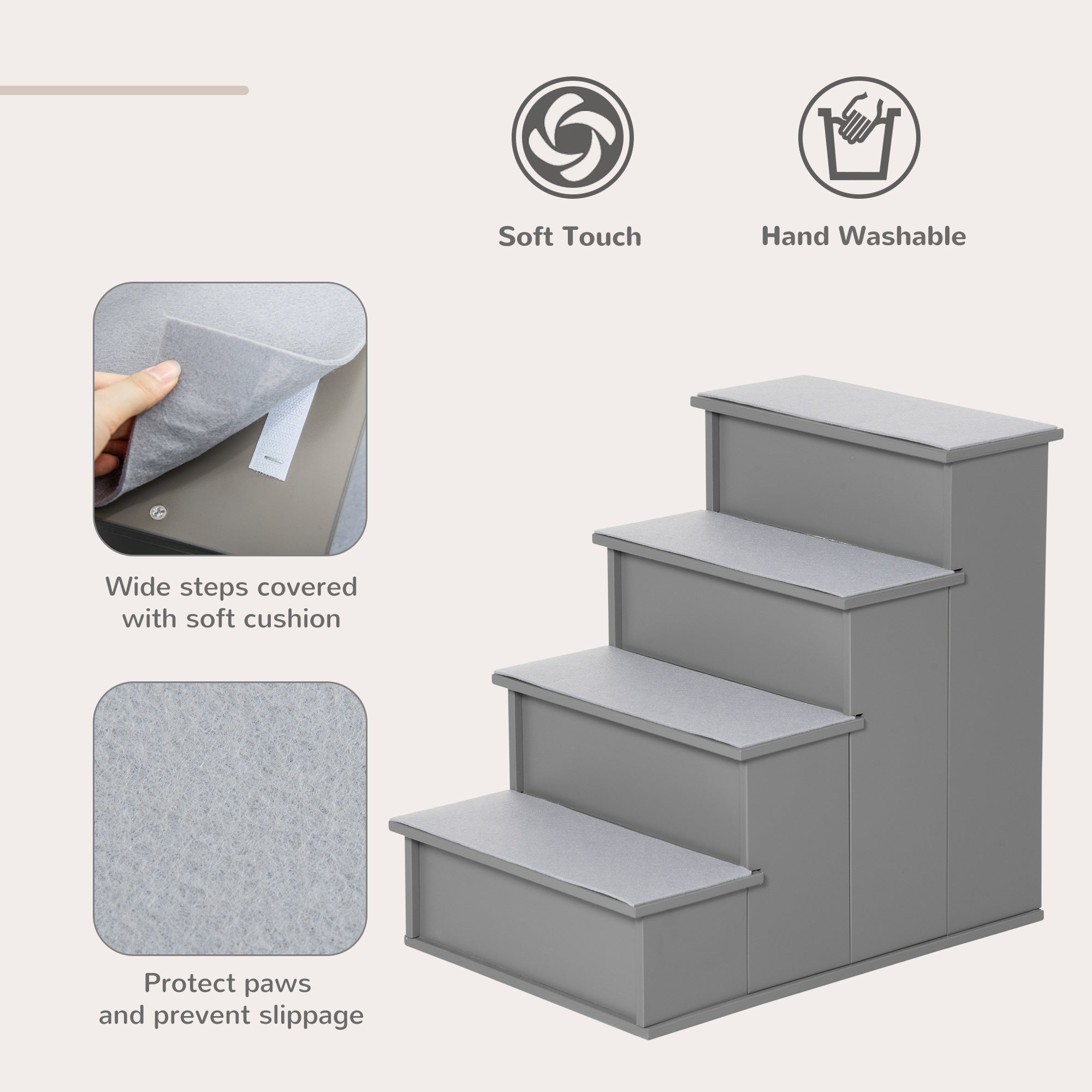 Dog Steps Pet Stairs for Bed Cat Ladder for Couch with Non-Slip Carpet, 15.7