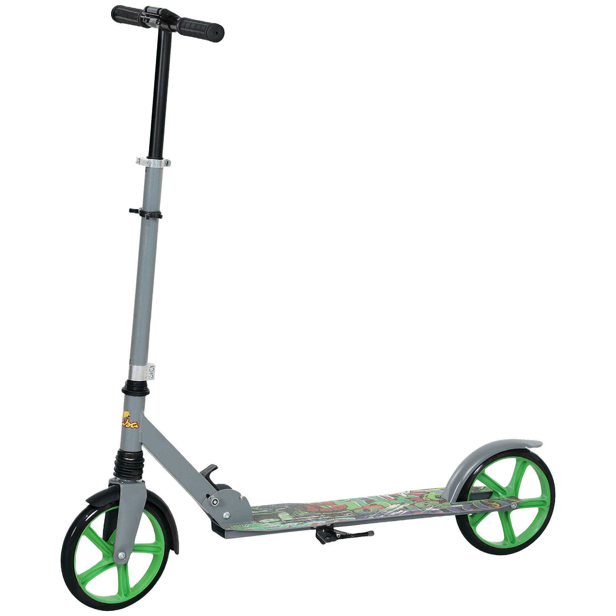 Kick Scooter for Kids Ages 6-12 with Adjustable Height, Rear-Fender Brake, 200mm Big Wheel, Foldable Design, Green Scooters at Gallery Canada