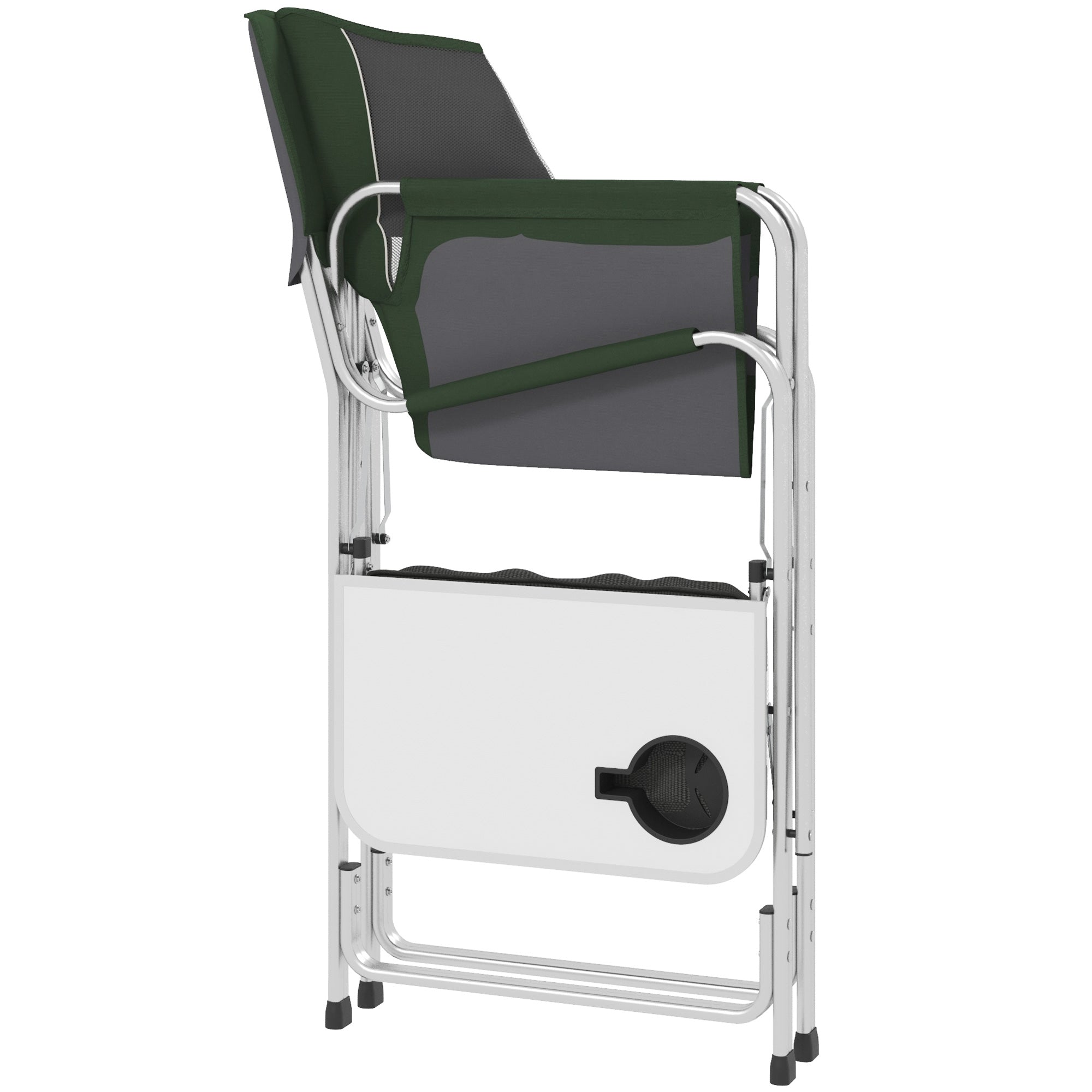 Folding Directors Chair, Aluminum Camping Chair for Adults with Side Table, Cup Holder, Cooler Bag and Pocket, Grey Picnic Tables & Camping Chairs Multi Colour  at Gallery Canada