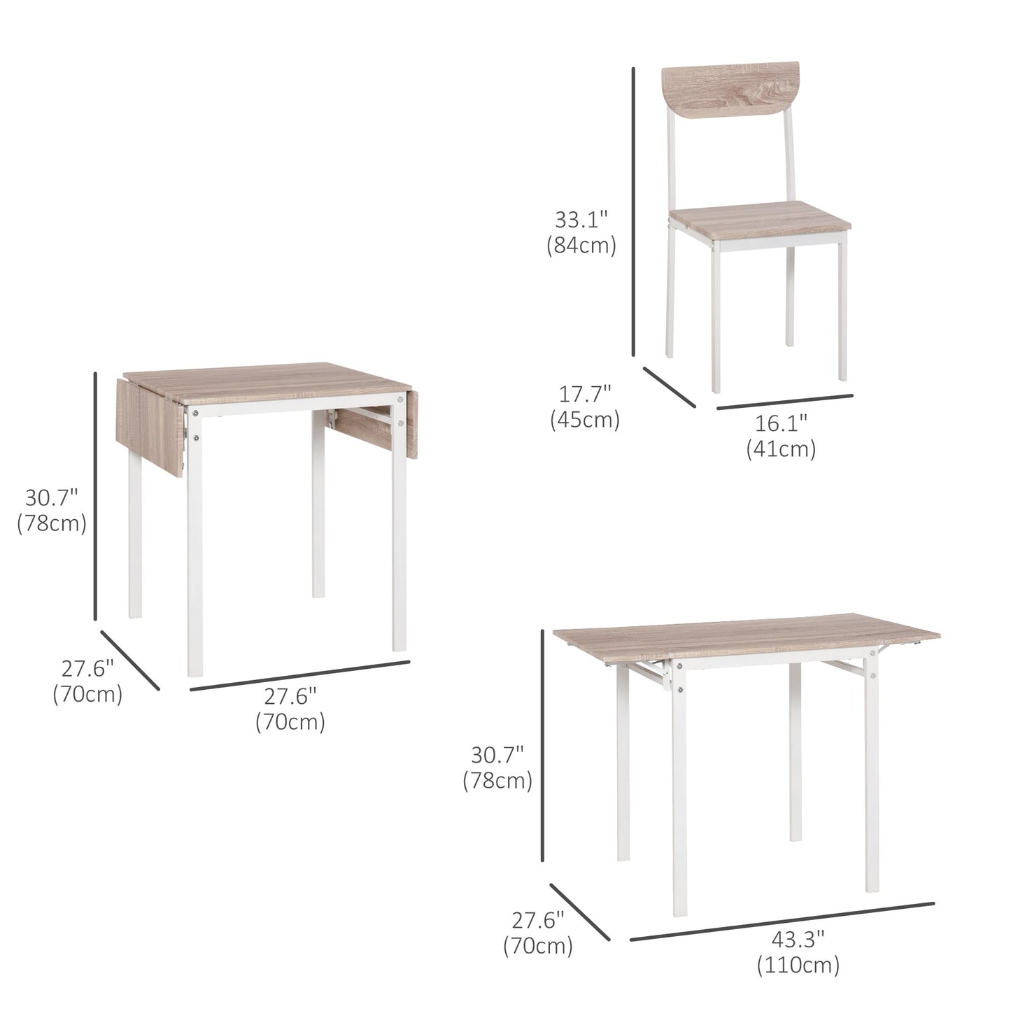 Dining Table Set for 4, Drop Leaf Kitchen Table and Chairs, Extendable Dining Room Table Bar Sets   at Gallery Canada