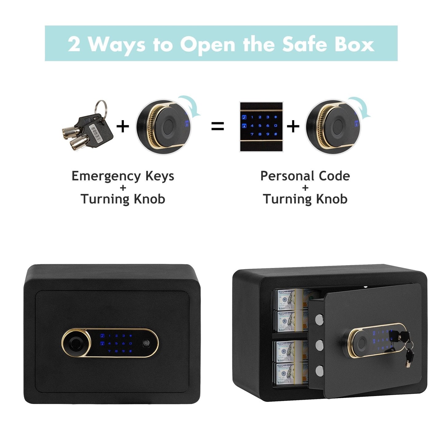 0.5 Cubic Feet Security Safe Lock Box with Keypad, Black Safe Box   at Gallery Canada