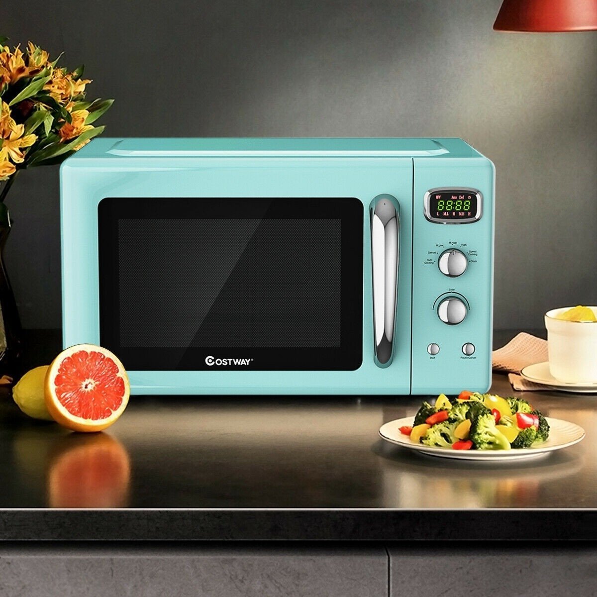 0.9 Cu.ft Retro Countertop Compact Microwave Oven, Green Toaster Ovens   at Gallery Canada