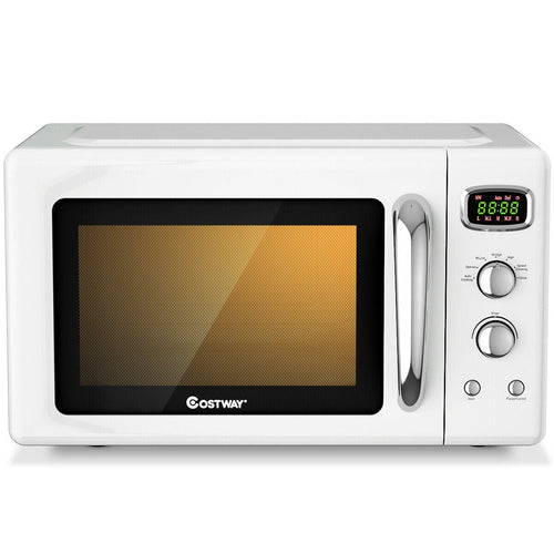 0.9 Cu.ft Retro Countertop Compact Microwave Oven, White