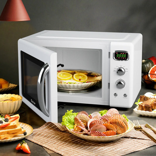 0.9 Cu.ft Retro Countertop Compact Microwave Oven, White Toaster Ovens White  at Gallery Canada