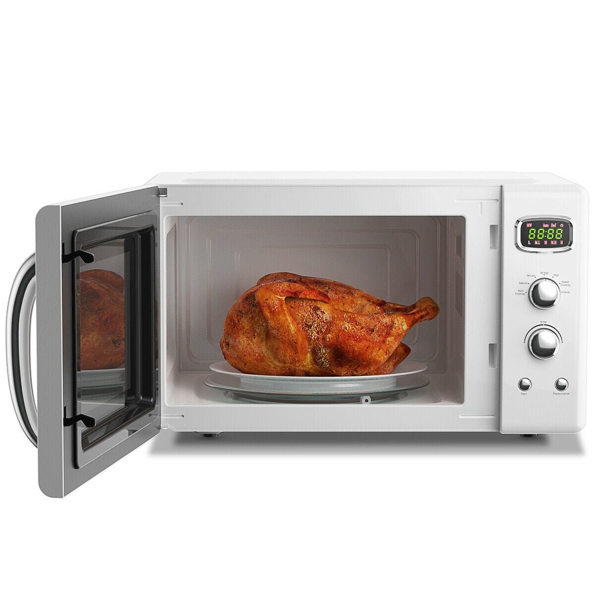 0.9 Cu.ft Retro Countertop Compact Microwave Oven, White Toaster Ovens   at Gallery Canada