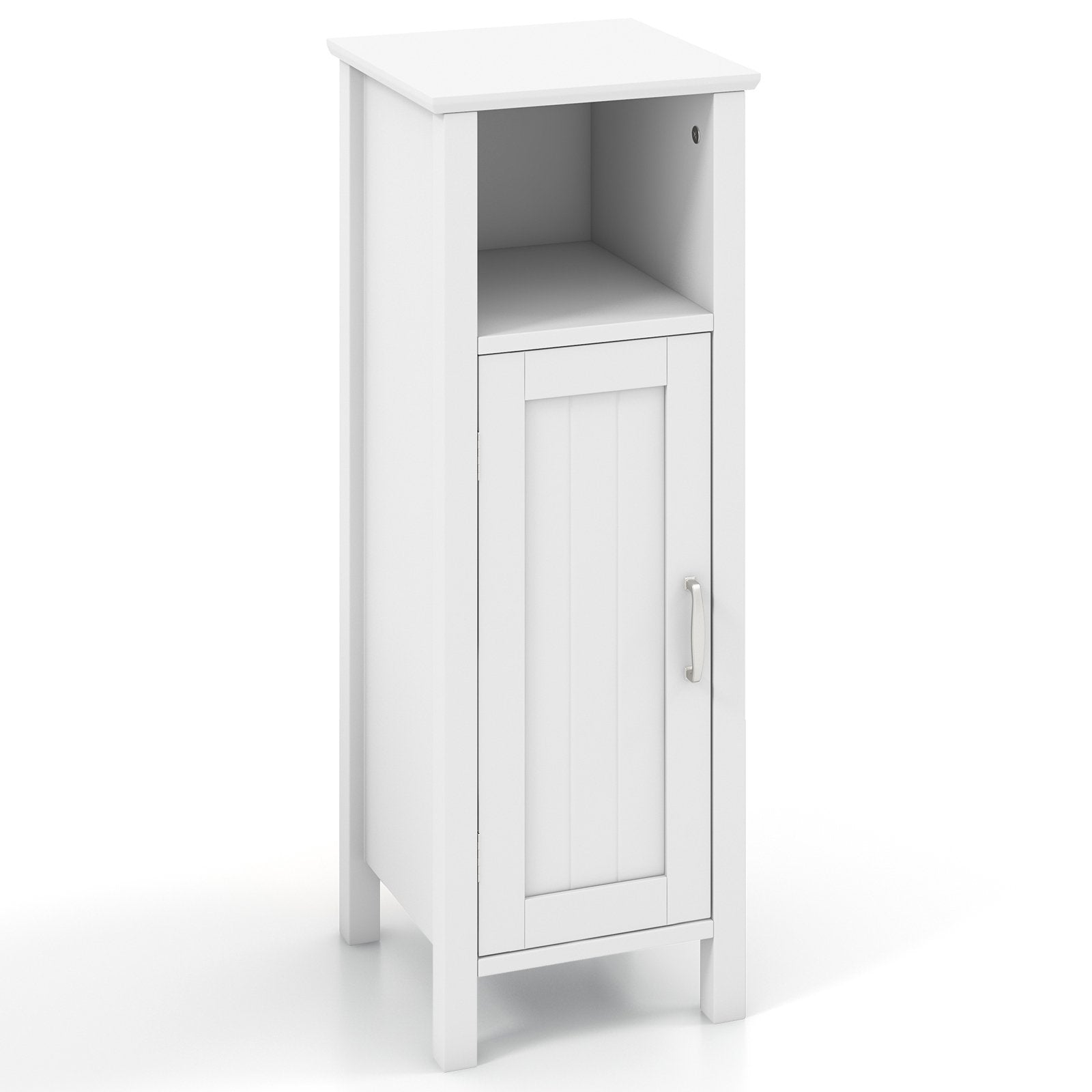 1-Door Freestanding Bathroom Cabinet with Open Shelf, White Floor Cabinets   at Gallery Canada