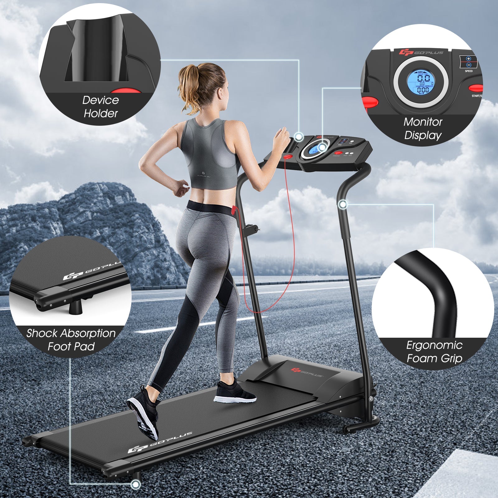 1 HP Electric Mobile Power Foldable Treadmill with Operation Display Treadmills   at Gallery Canada