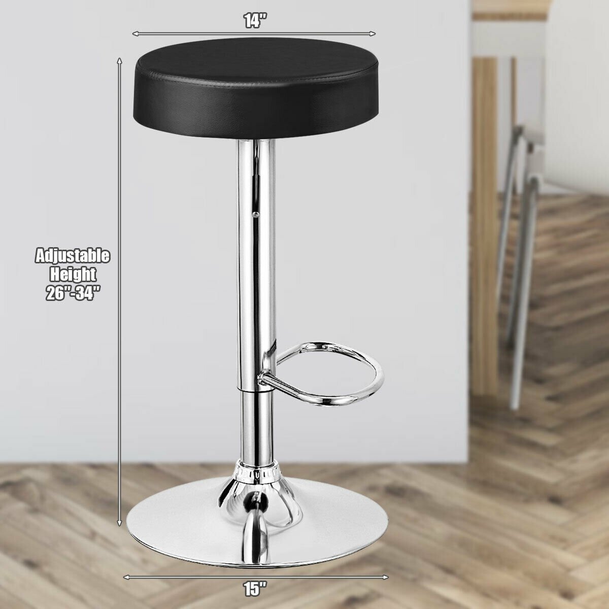 1 PC Round Bar Stool Adjustable Swivel Pub Chair, Black Bar Stools   at Gallery Canada