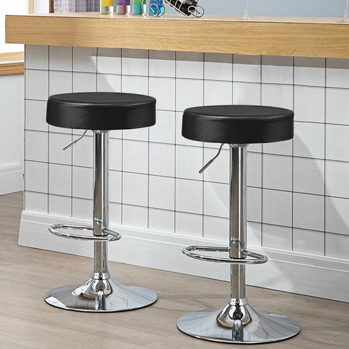 1 PC Round Bar Stool Adjustable Swivel Pub Chair, Black