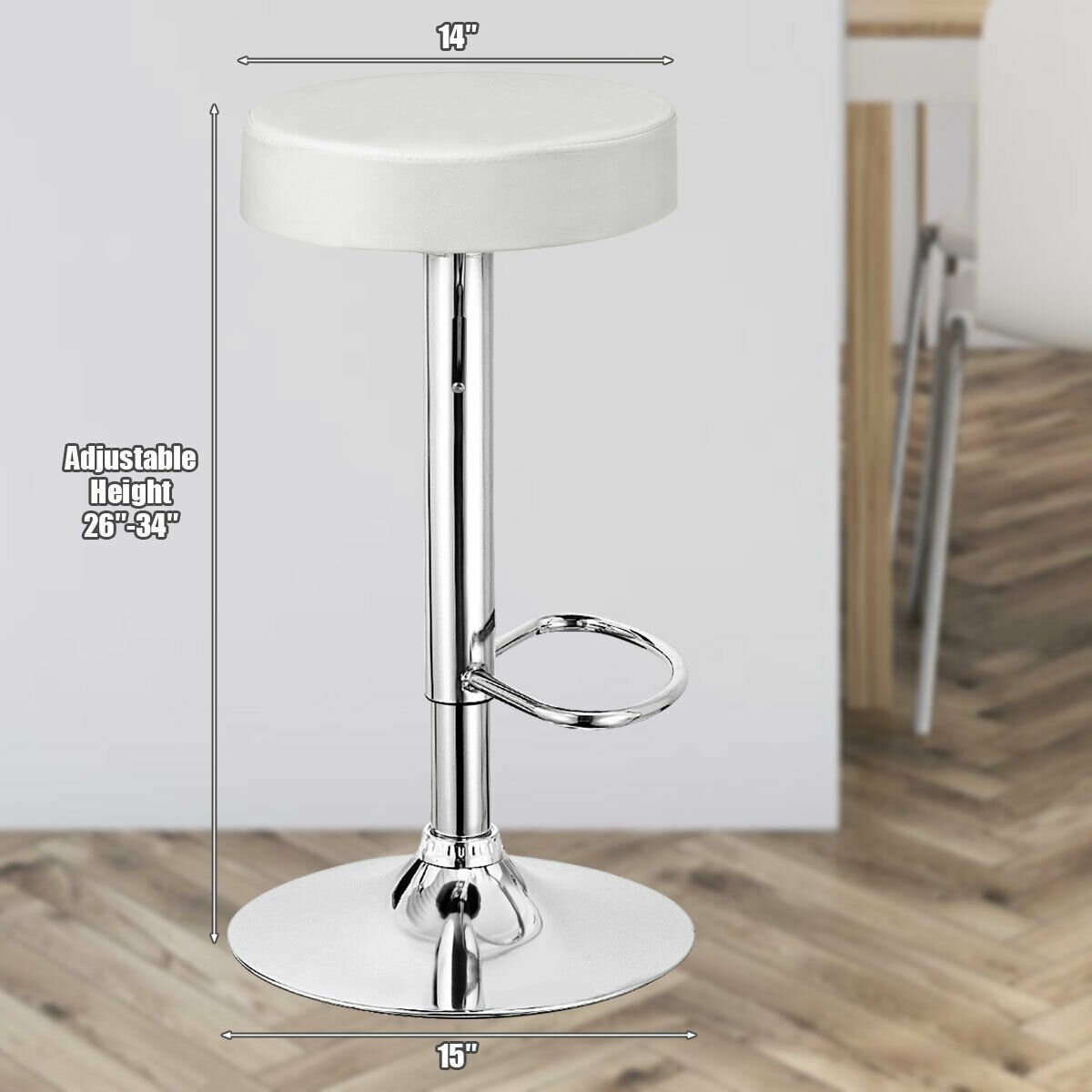 1 PC Round Bar Stool Adjustable Swivel Pub Chair, White Bar Stools   at Gallery Canada