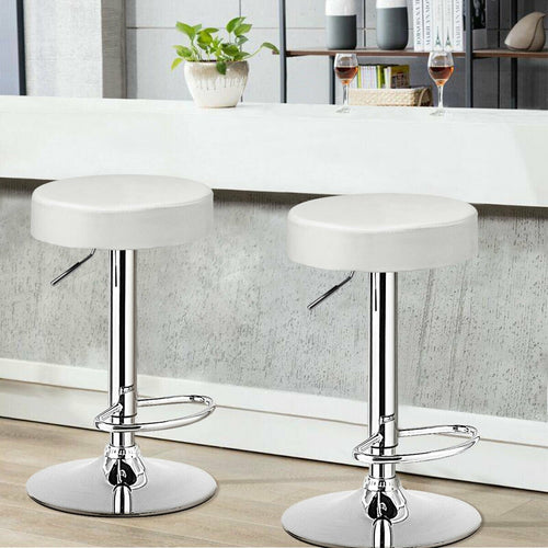 1 PC Round Bar Stool Adjustable Swivel Pub Chair, White