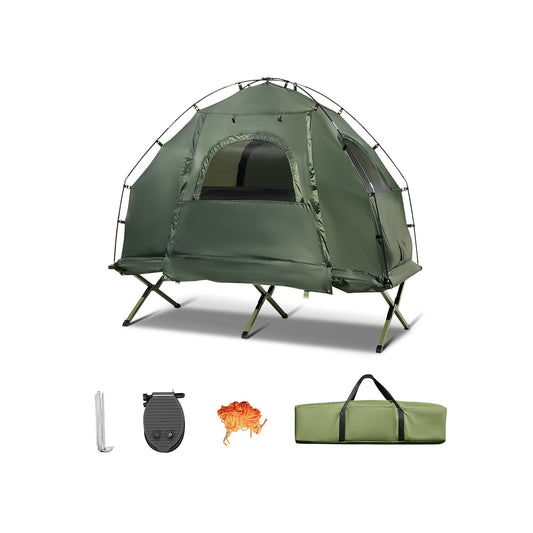 1-Person Folding Camping Tent with Sunshade and Air Mattress, Green Tents   at Gallery Canada