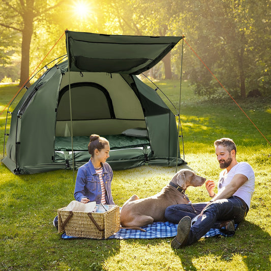 1-Person Folding Camping Tent with Sunshade and Air Mattress, Green Tents   at Gallery Canada